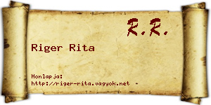 Riger Rita névjegykártya